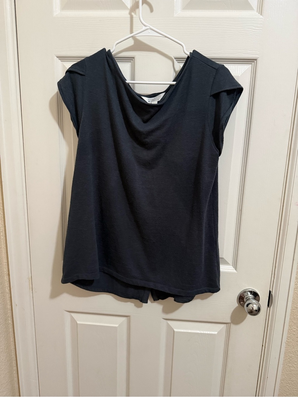 Market & Spruce Black Cap Sleeve Drape Neck Top